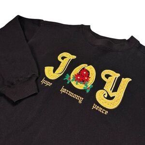 Vintage Christmas Sweatshirt Women's S/M Fleece Pullover Y2K‎ Holiday Joy Floral